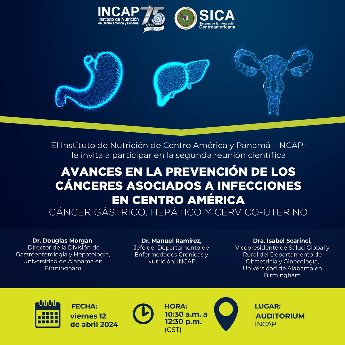 INVITACIÓN a reunión científica (virtual) del INCAP ✅viernes 12 de abril 2024 🕥10:30 a 12:30 horas (hora Guatemala) La transmisión se realizará en directo a través de Facebook Live del INCAP: facebook.com/incap.int @sg_sica