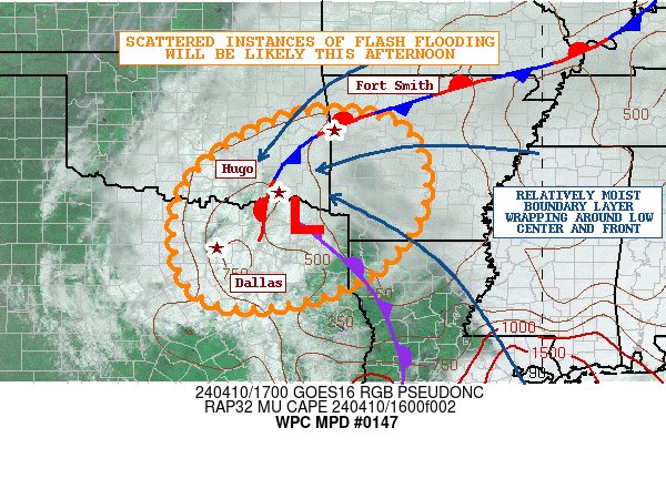 #WPC_MD 0147 affecting Southeast OK...Northeast TX...West-Central to Southwest AR, #arwx #lawx #txwx #okwx, wpc.ncep.noaa.gov/metwatch/metwa…