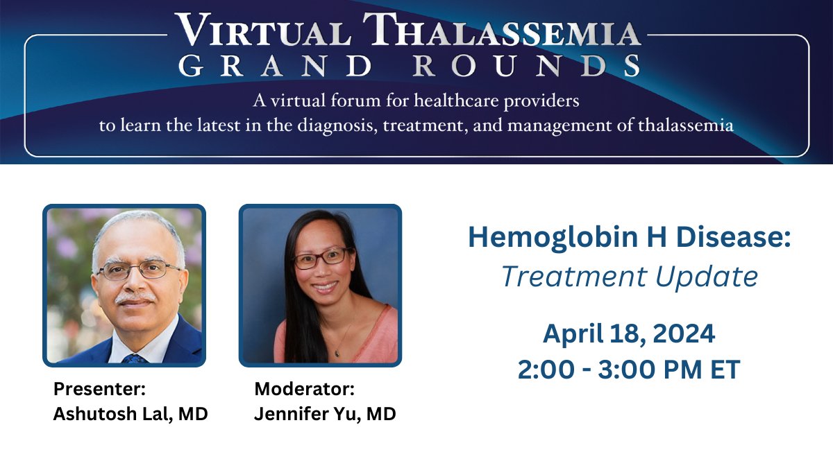 Join CDC’s Virtual #Thalassemia Grand Rounds to learn more about hemoglobin H disease, a form of alpha thalassemia. Register: bit.ly/49ZheF1