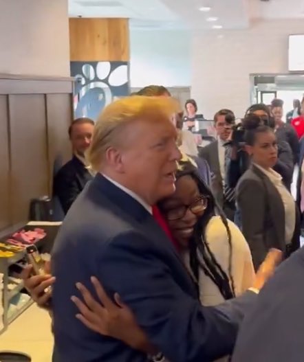 Biden puts out a highly edited, studio production quality video aimed at boosting his support among blacks Trump walks into an Atlanta Chik-fil-A It really says everything