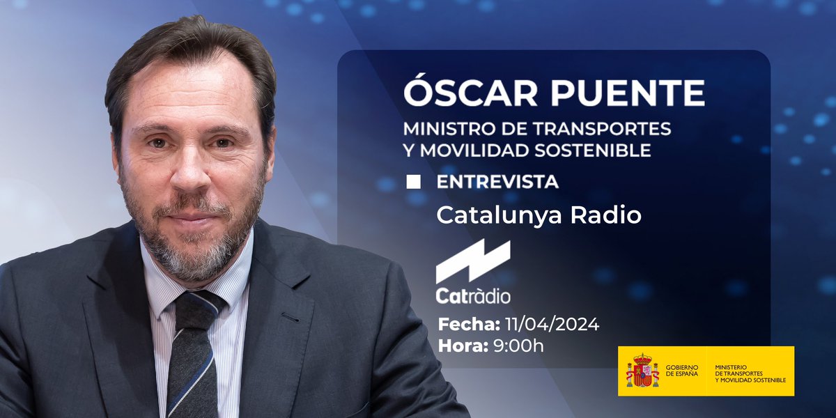 📌 Comienza mañana el día con la entrevista al ministro @oscar_puente_ en @CatalunyaRadio. 🕘 A partir de las 9:00 horas. 📻 ccma.cat/3cat/directes/