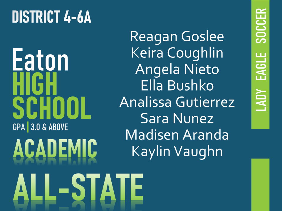 🚨⚽️ACADEMIC ALL-STATE⚽️🚨

Congratulations to our seniors who earned ACADEMIC ALL-STATE 💙⚽️💚

Great job taking care of business in the classroom ladies!!! 

<a href="/EatonHighSchool/">Eaton Eagles</a> <a href="/NISDAthletics/">NISD Athletics</a>