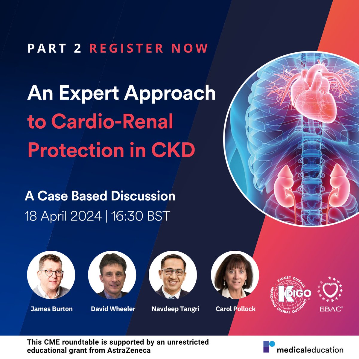 Advance your cardio-renal practice! KDIGO and @radcliffeCARDIO invite you to join us for An Expert Approach to Cardio-Renal Protection in CKD: A Case Based Discussion - Part Two on 18 April at 16:30 BST, 11:30 EDT, chaired by @drjamesburton. Register for free:…