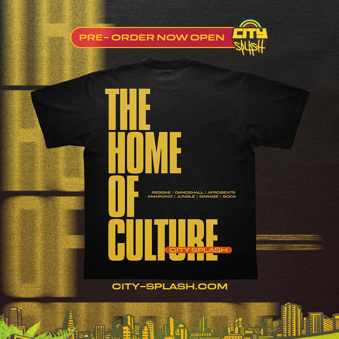LISTEN UP! We’re dropping a limited run of tees celebrating CULTURE❤️💛💚 🔥 Secure yours today for just £29.50 Click here: city-splash.com/shop OR 🔥 Get a FREE tee when you buy 2 x General Admission tickets Click here: go.kaboodle.co.uk/City-Splash-20… Pre-order now from the…
