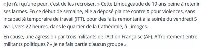 Total soutien aux victimes. Les faits dénoncés sont très graves et préoccupants. Contre la violence de l'extrême droite restons solidaires, prudents et ne nous taisons pas.