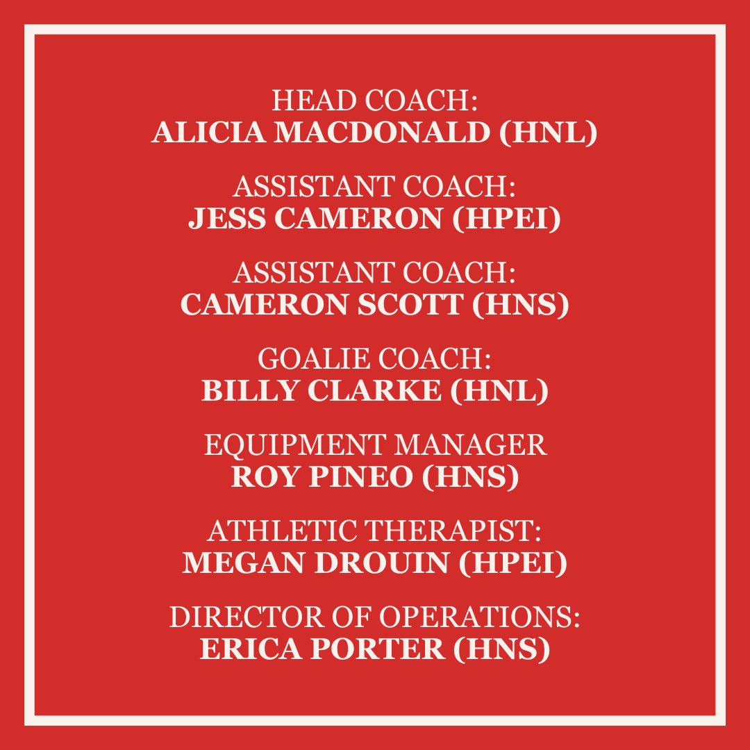 We are very excited to share that Alicia MacDonald and Billie Clarke will be representing HNL in the Team Atlantic Staff as Head Coach and Goalie Coach! The team will be in great hands with great people from all across the Atlantic. @TeamAtlanticU18