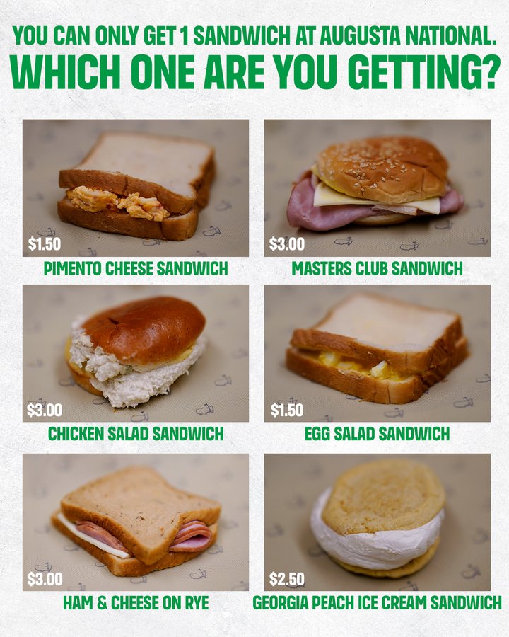 What's your order at Augusta? 🥪 #themasters