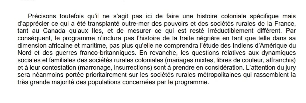 Nouvelle question d'histoire moderne à l'agrégation externe d'histoire : 'Pouvoirs et sociétés rurales, France et ses colonies, 1634-1814'.