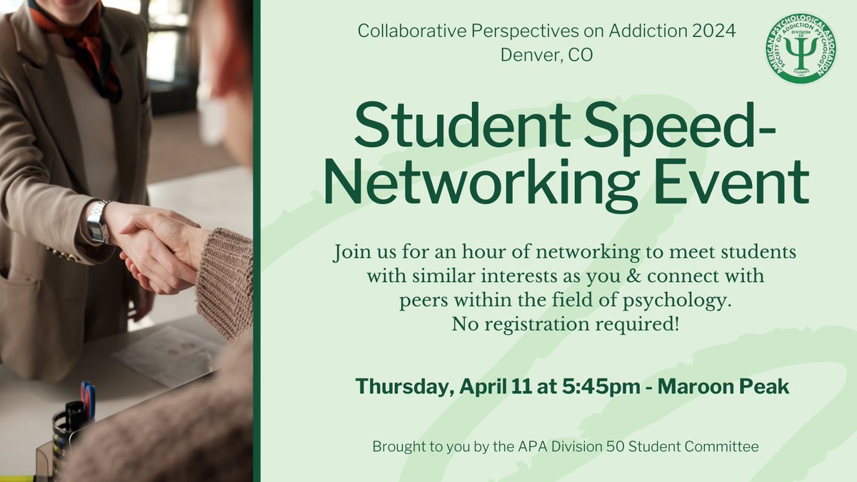 Are you a student or trainee attending #CPA2024? We are excited to bring back one of our favorite events - student speed networking! Join us on Thursday 4/11 at 5:45pm to network with fellow trainees. Hope we see you there!
