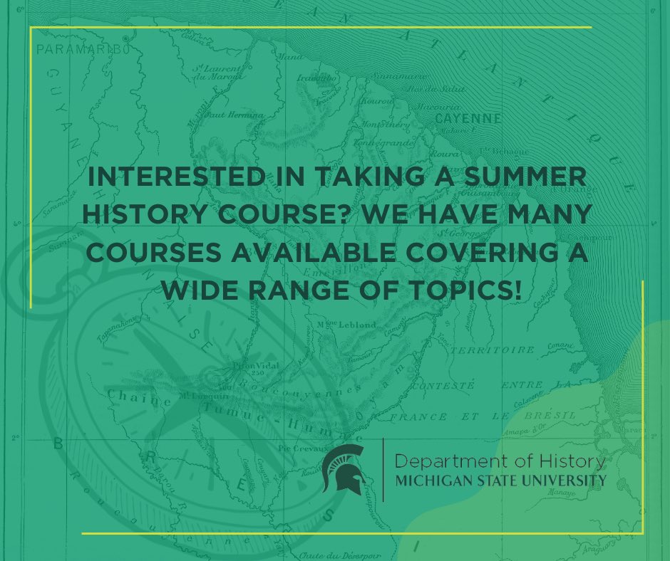 Interested in taking a summer history course? We have many courses available covering a wide range of subjects!

View our courses here: surl.li/slwbk

#MSUHistory #MSUSocialScience