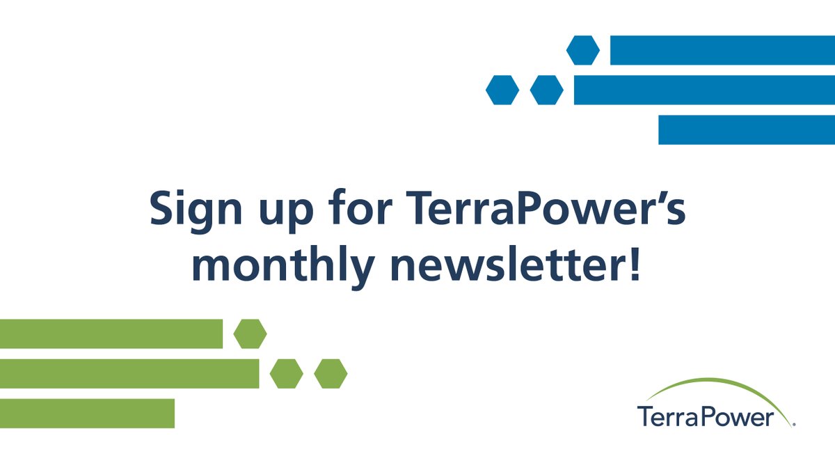 Stay plugged in to the future of clean energy! Sign up for our newsletter and be the first to know about groundbreaking innovations, #CleanEnergy solutions, and the latest updates in #NuclearEnergy and  power. Sign up here: terrapower.us19.list-manage.com/subscribe?u=d1…