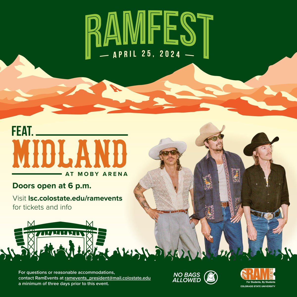 Fort Collins, CO we're headed your way to Moby Arena @CSURams for RAMFEST 2024 this April 25. Student tickets are only $10. We can't wait to see y'all. Grab your tickets now at the link below. Tickets & more info here: lsc.colostate.edu/ramevents/ramf…