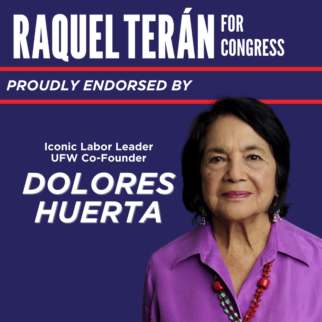 Happy birthday to the incredible @DoloresHuerta! #TeamTerán is honored to receive this amazing endorsement! Su legado de lucha y justicia es una inspiración para mí. Together, we will continue working for a better future for everyone in #AZ03. ¡Gracias, Dolores!