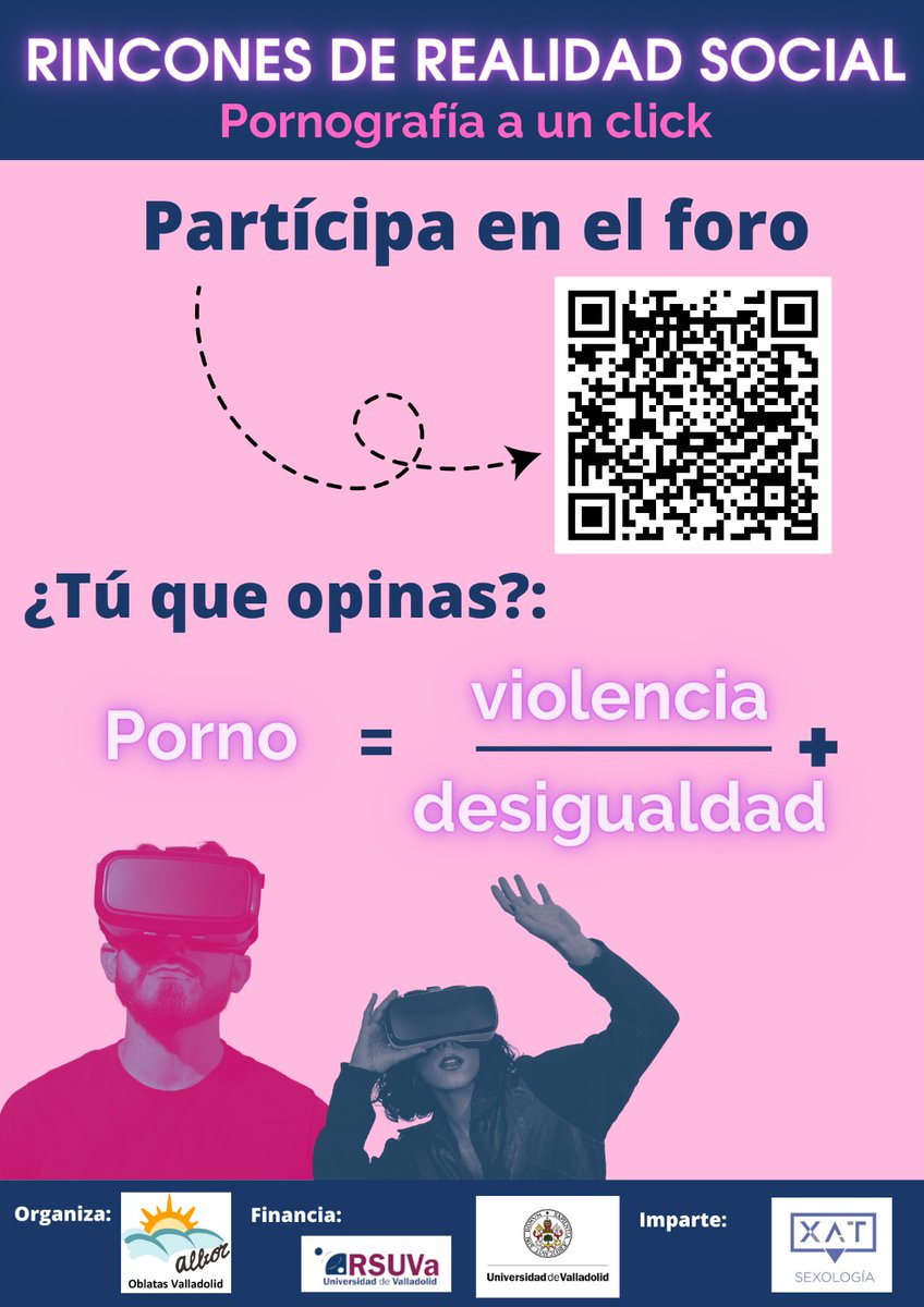 Mañana nos vemos en la Facultad de Educación y Trabajo Social (<a href="/feyts_uva/">feyts_uva</a>) de la Universidad de Valladolid (<a href="/UVa_es/">Gabinete de Comunicación Universidad de Valladolid</a>) para hablar un poquito de porno y todo lo que hay detrás de su realización y consumo.