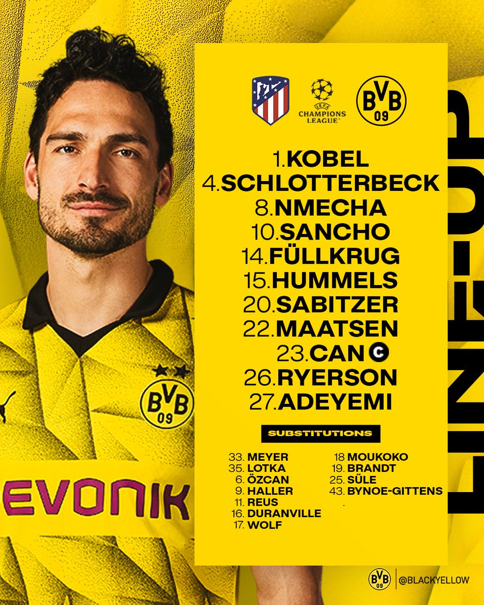 🚨 STARTING XI VS ATLÉTICO MADRID 🚨