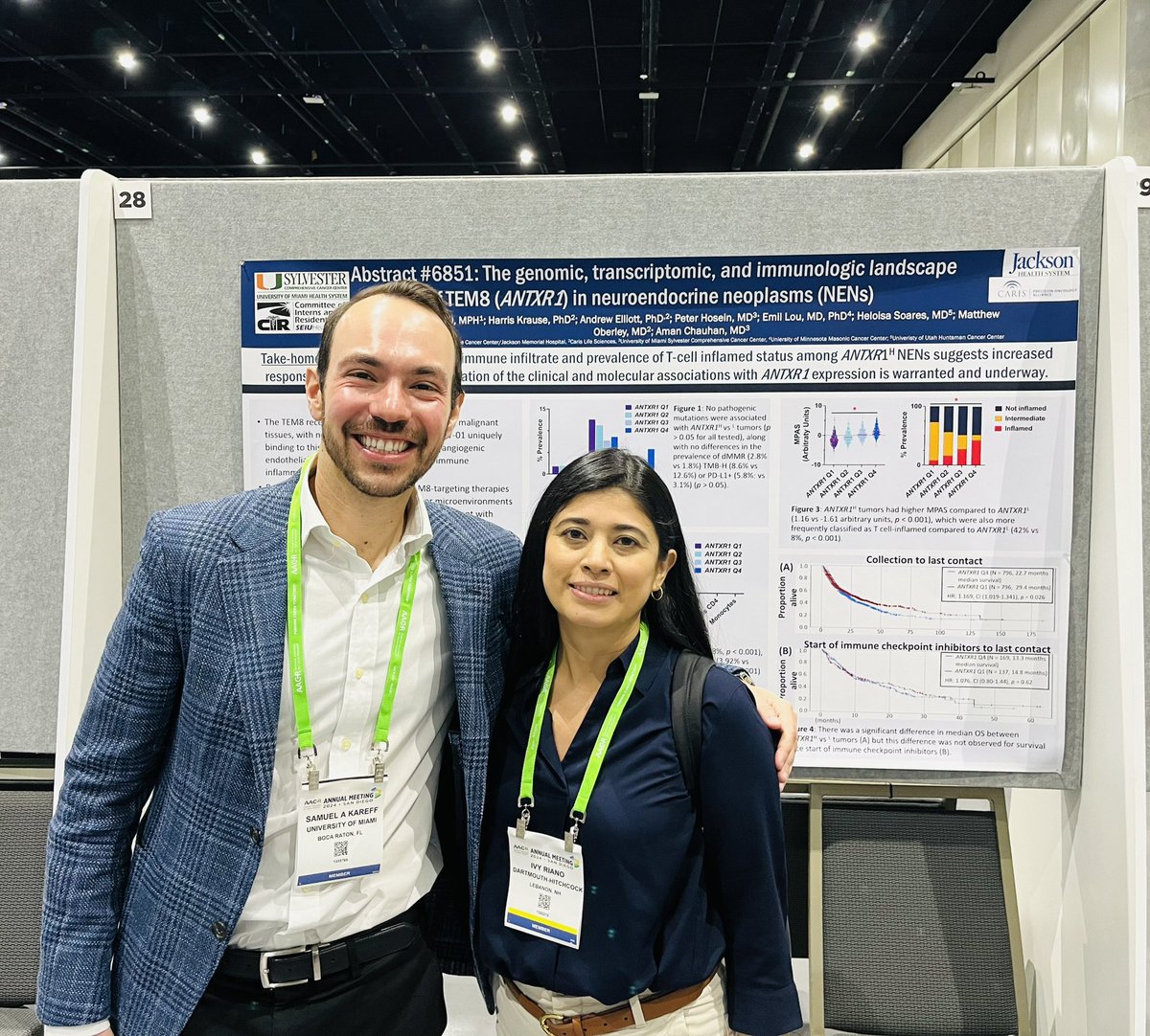 It was awesome to finally meet you in person @SamuelKareffMD I feel like I know you already ☺️ Many congrats on your work presented at #AACR24 @AACR #FutureThoracicOnc 😉 cc @GlopesMd @Latinamd 🙌🏼