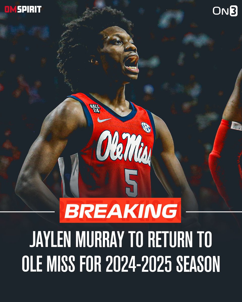 BREAKING: Ole Miss point guard Jaylen Murray has announced he is returning for 2024-2025. Last season, he averaged 13.8 points and 4.0 assists per game on3.com/boards/threads…