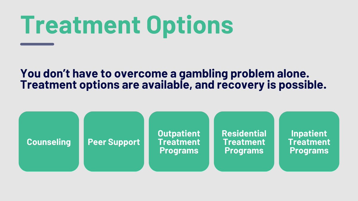 When it comes to treating problem gambling, one size rarely fits all. Each person is unique, so it’s important to find a treatment path that fits your specific needs. Ready to explore treatment options? Visit ncpgambling.org/help-treatment… to learn more.