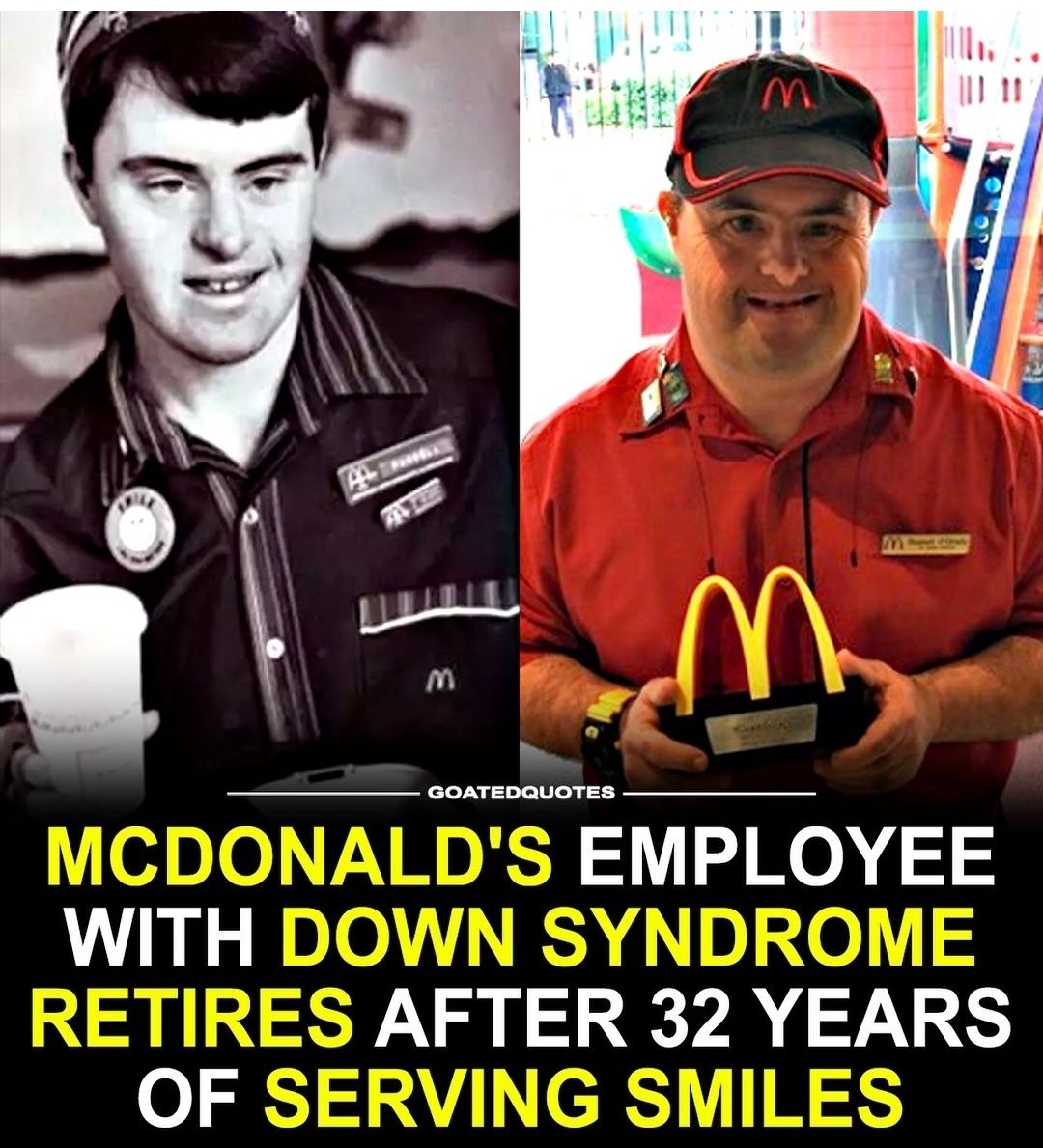 This is beautiful & heartwarming...we need more stuff like this talked about in the news 🗞️🥹🫶 Anybody can accomplish anything no matter what anyone says! Opportunities & #EqualityForAll! #McDonalds #DownSyndrome #retirement #retired #FastFood #Happiness #opportunity