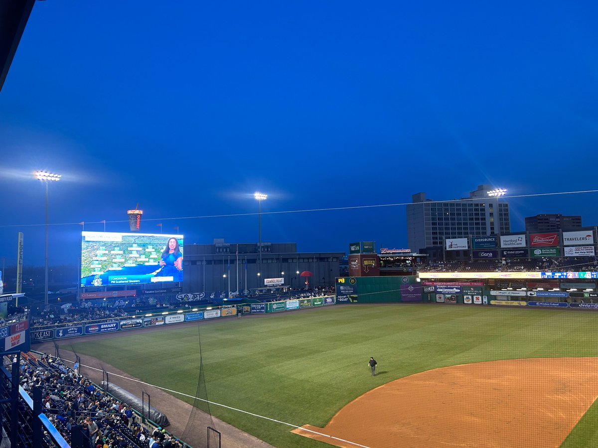 Baseball is back in Hartford! Thanks to Bryan on the NBCCT Digital team for this shot of the in-game forecast during the home opener. Go Goats!