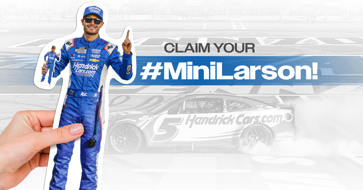 ICYMI Mini Larson 3.0 is here! Don’t forget to request yours and add to your Vegas NASCAR race winner mini collection! Request: bit.ly/3J2z0fk