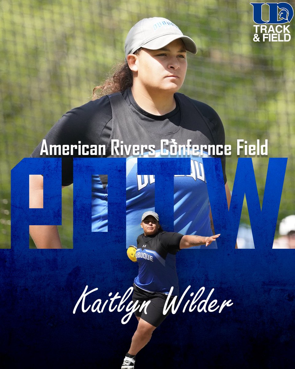 Are we even surprised at this point 😏 @Wilder_Kaitlyn has earned her 4th A-R-C Outdoor Field Performer of the week. She took home wins in the Mississippi River Rumble in the Disc, Shot, and Hammer. Wilder sits in the top 10 in Division III in all her events. #UDspartansTF