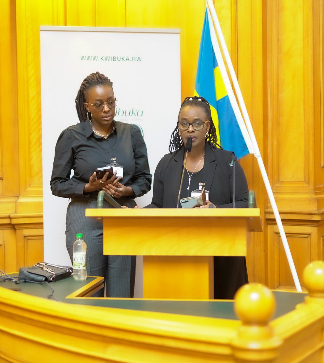 Francoise Moti, a Genocide Survivor and member of the Rwandan community in Sweden, courageously recounted her experiences during the 1994 Genocide against the Tutsi. She passionately urged the international community to uphold the commitment of 'Never Again.' #Kwibuka30