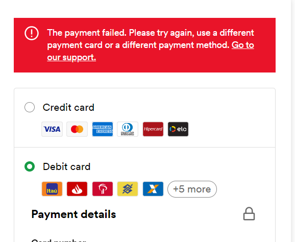 juancpgo's tweet photo. @Spotify This is the error. Whatever payment method I try it returns the same. https://t.co/BRDzj7FNER