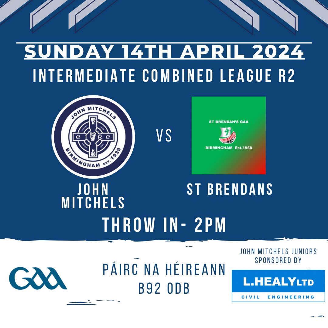 ⚪️🔵 Men's Football ⚪️🔵 This weekend our men’s Senior & Junior team in action as we have a doubleheader against @BrendansGAA Senior throw in 12 PM Junior throw in 2 PM Both games at Páirc na hÉireann This is a massive weekend of games so get down & cheer the lads on! ⚪️🔵