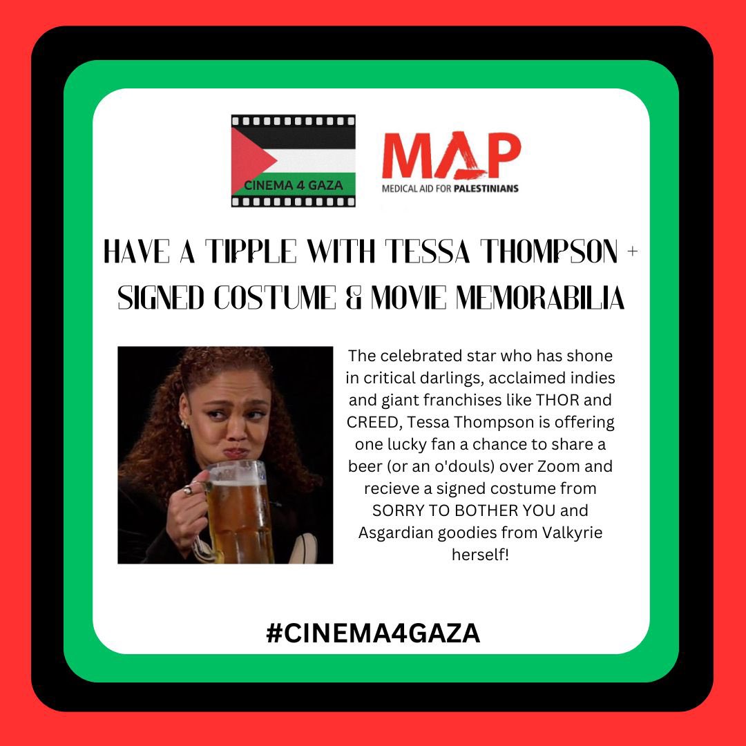Tipple with me &amp; <a href="/Cinema4Gaza/">Cinema For Gaza</a>. I will match the bid. Ending soon!