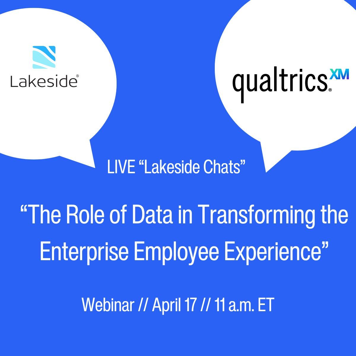 How can combining quantitative and qualitative data boost the employee experience? Hear from the experts at a live webinar with Lakeside and @Qualtrics at 11 am ET on Wednesday, April 17. It's a conversation you won't want to miss. bit.ly/3TTsk9t