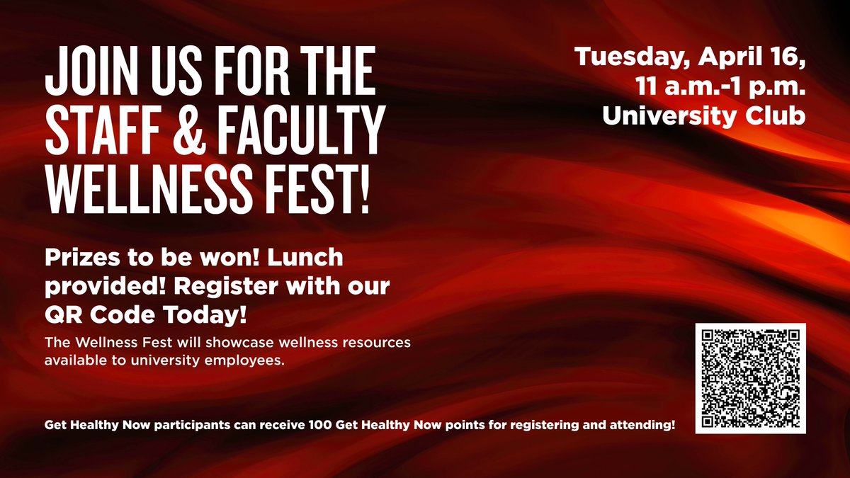 ULGetHealthyNow's tweet photo. Don’t miss Get Healthy Now’s on-campus employee “Wellness Fest” April 16, 2024, from 11:00 a.m. to 1:00 p.m. at UClub. For additional details and registration visit: https://t.co/g65ZsUehyK https://t.co/ckQUl60r9Z