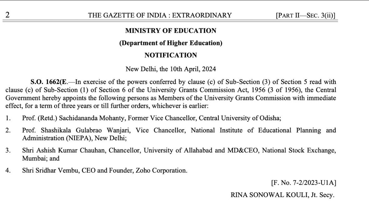 Brilliant appointments to the UGC @PMOIndia @narendramodi @ashishchauhan and @svembu bring top notch private sector leadership, and organisation building skills to the Commission, and will certainly contribute to the ongoing efforts to reform university education in India.