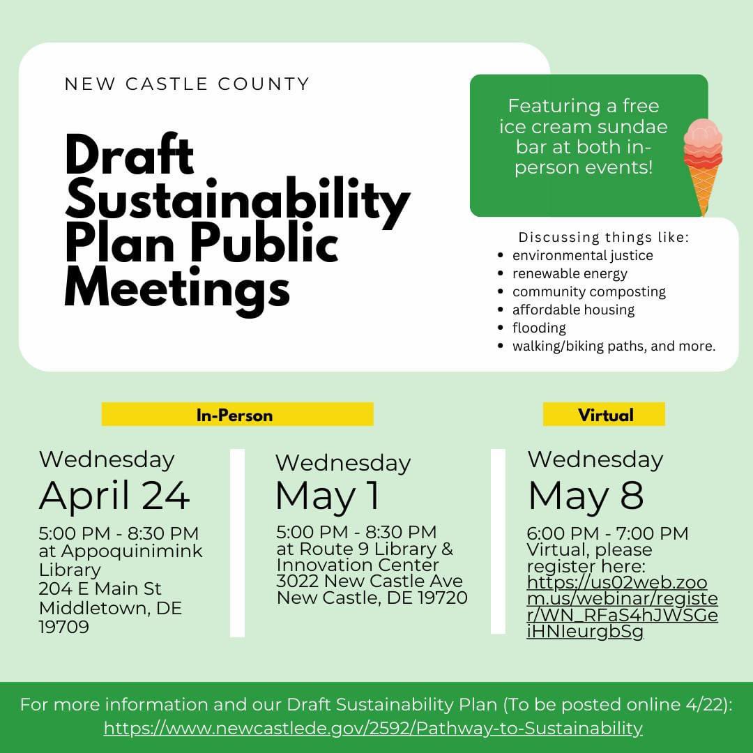 We want to hear from you! Join us for conversation about sustainability and some sweet treats at our upcoming public meetings! 🌎☀️ For more information, visit newcastlede.gov/2592/Pathway-t…