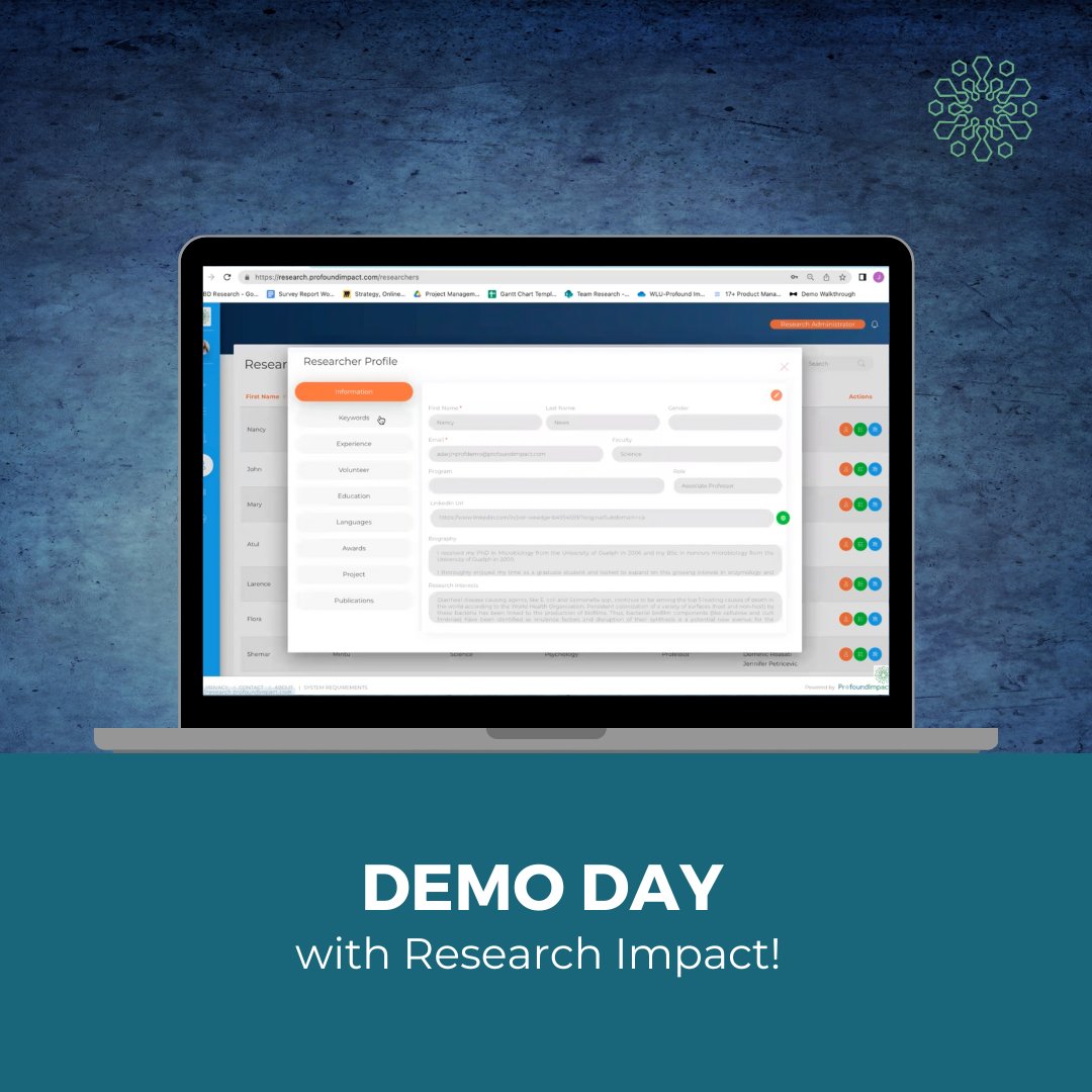 Demo Day with Research Impact! Experience firsthand how our platform revolutionizes grant applications and cultivates industry partnerships. Reserve your spot now for an exclusive preview! bit.ly/3sR4ksN #DemoDay #ResearchImpact #ResearchJourney