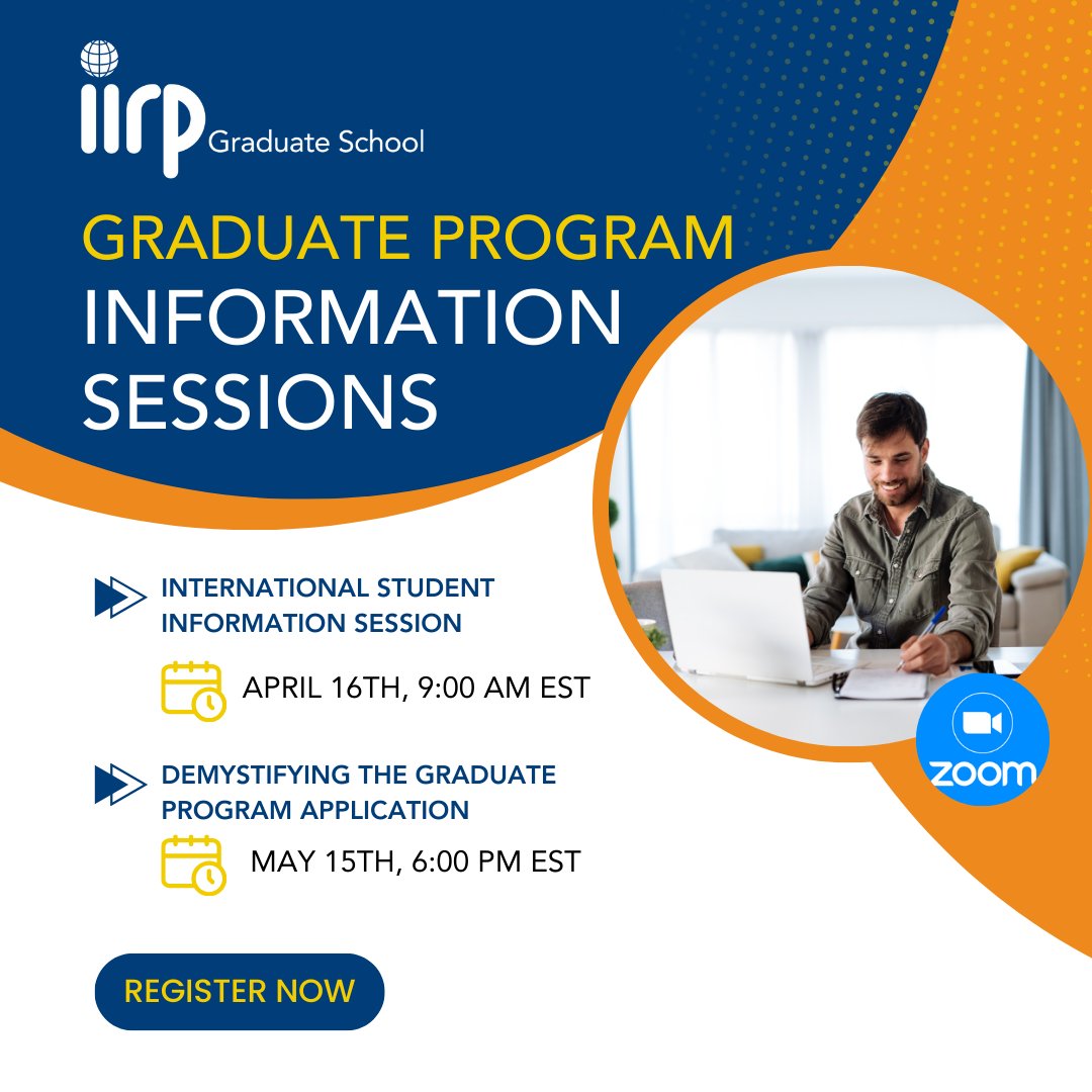 Interested in applying to our grad school? Then check out these upcoming information sessions, all held on Zoom!➡️💻 For more information and to register, please visit our website 👉 bit.ly/3TIItgw #IIRP #RestorativePractices #GradSchool #GraduateSchool #InfoSessions