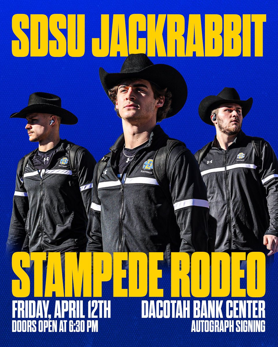 Meet us at the Rodeo this Friday 🔜 📍 Dacotah Bank Center ⏰ Doors open at 6:30 PM 🖊️ Autograph Signing #GoJacks 🐰🏈