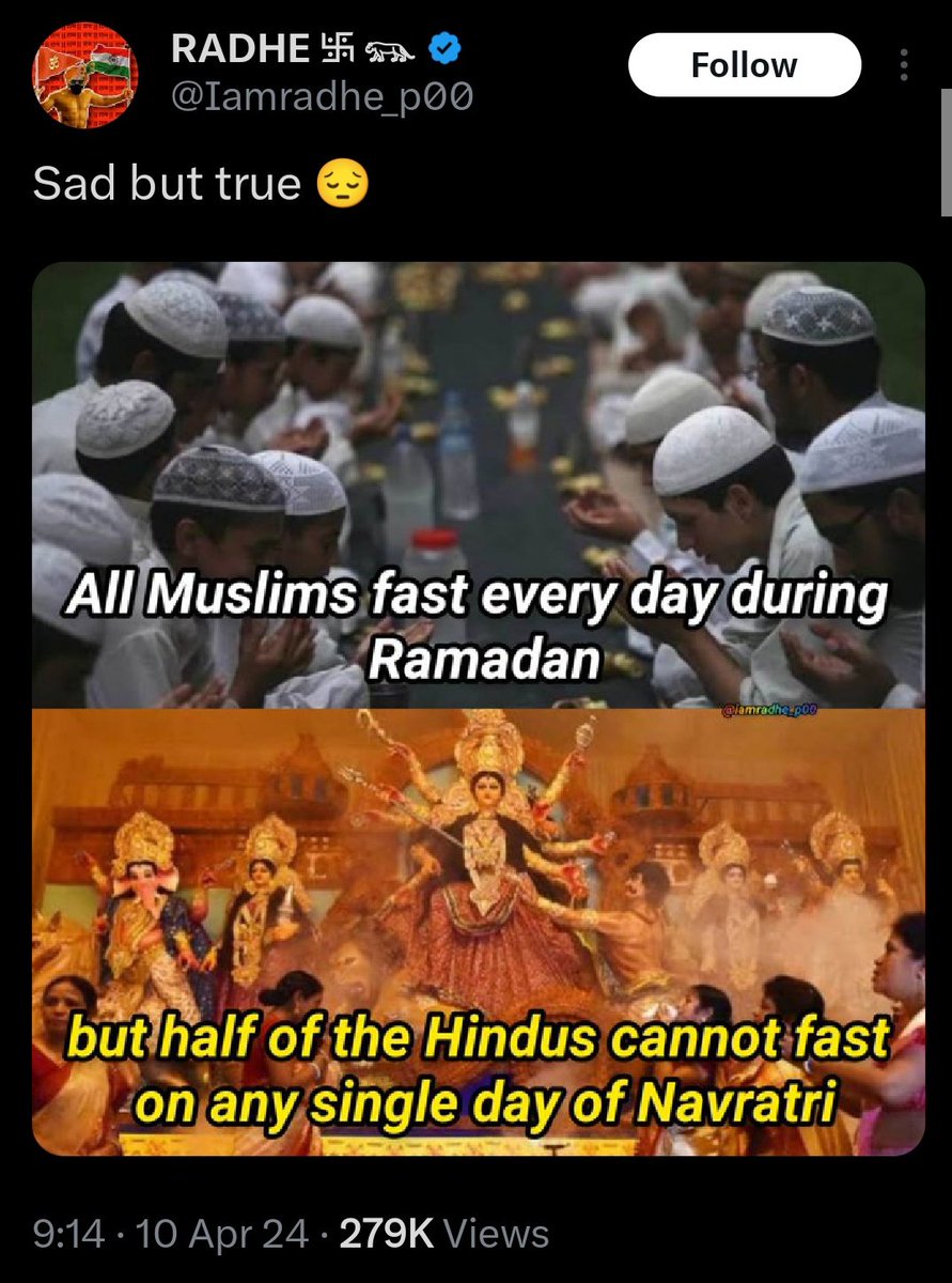 We Bengalis don't celebrate Navratri. We eat non veg during Durga Pujo.Please stay away from us and don't try to impose your culture and language on us.