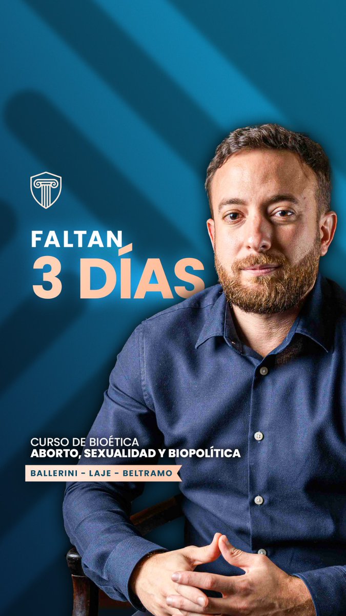 ¡QUEDAN SOLO 3 DÍAS! Inscríbete al nuevo curso: - Bioética: aborto, sexualidad y biopolítica Será dictado por @AgustinLaje, @BalleriniOK y Carlos Betramo. Inicia el 13/4. Inscríbete al curso por separado o a la Diplomatura en Bioética con un 20% OFF en tecnopolitea.com/store