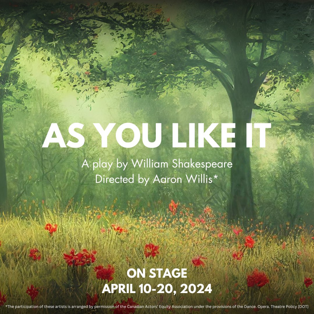 Wishing the George Brown Third-Years a very warm HAPPY OPENING NIGHT for AS YOU LIKE IT! Our Michael Young Theatre will be absolutely brimming with activity this week and next!

Tickets available at youngcentre.ca