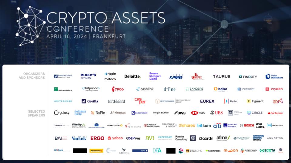 🚀 Exciting News! 

Join over 450 on-site guests or 4,500+ online attendees at this year's Crypto Assets Conference (#CAC24A) in Frankfurt on April 16, 2024.  

🌐 Explore the latest developments and emerging industry trends through exclusive speeches, discussions, and pitches…