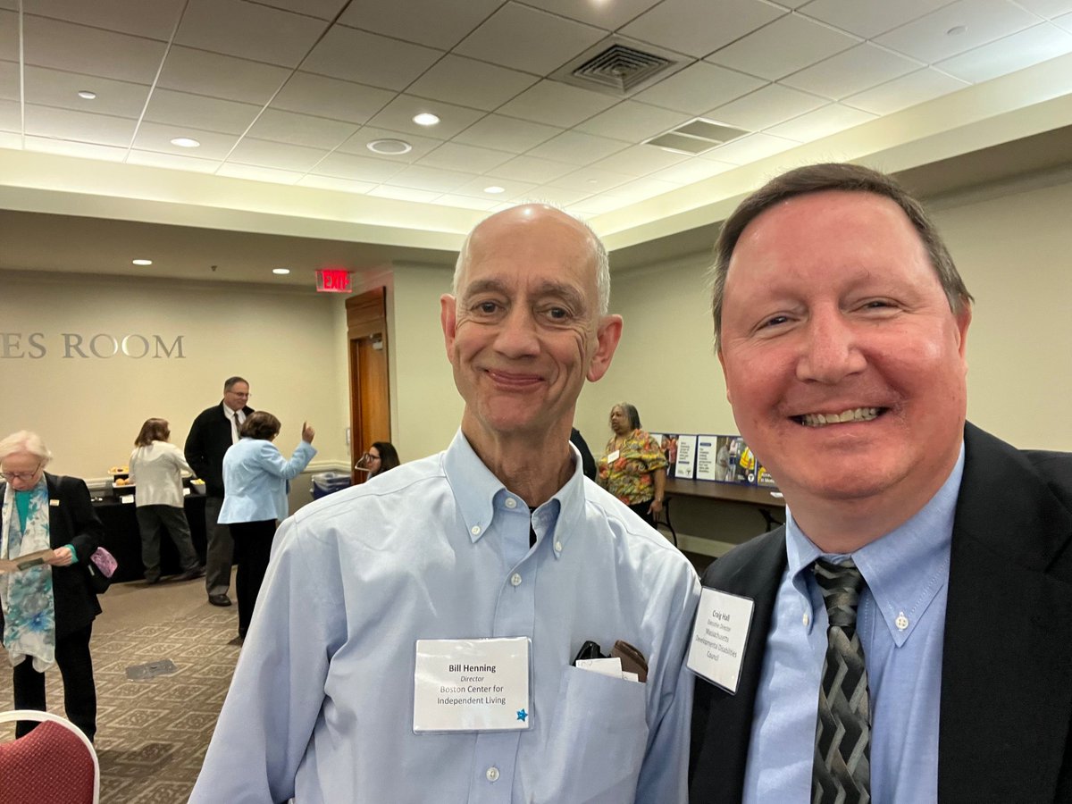 Pictures from today's Massachusetts Office on Disability's Disability Connections event: 1. Craig Hall and Raquel Quezada. 2. Craig Hall and Mary Mahone McCauley, Director of Massachusetts Office on Disability. 3. Craig Hall and Bill Henning, Executive Director of @BostonCIL