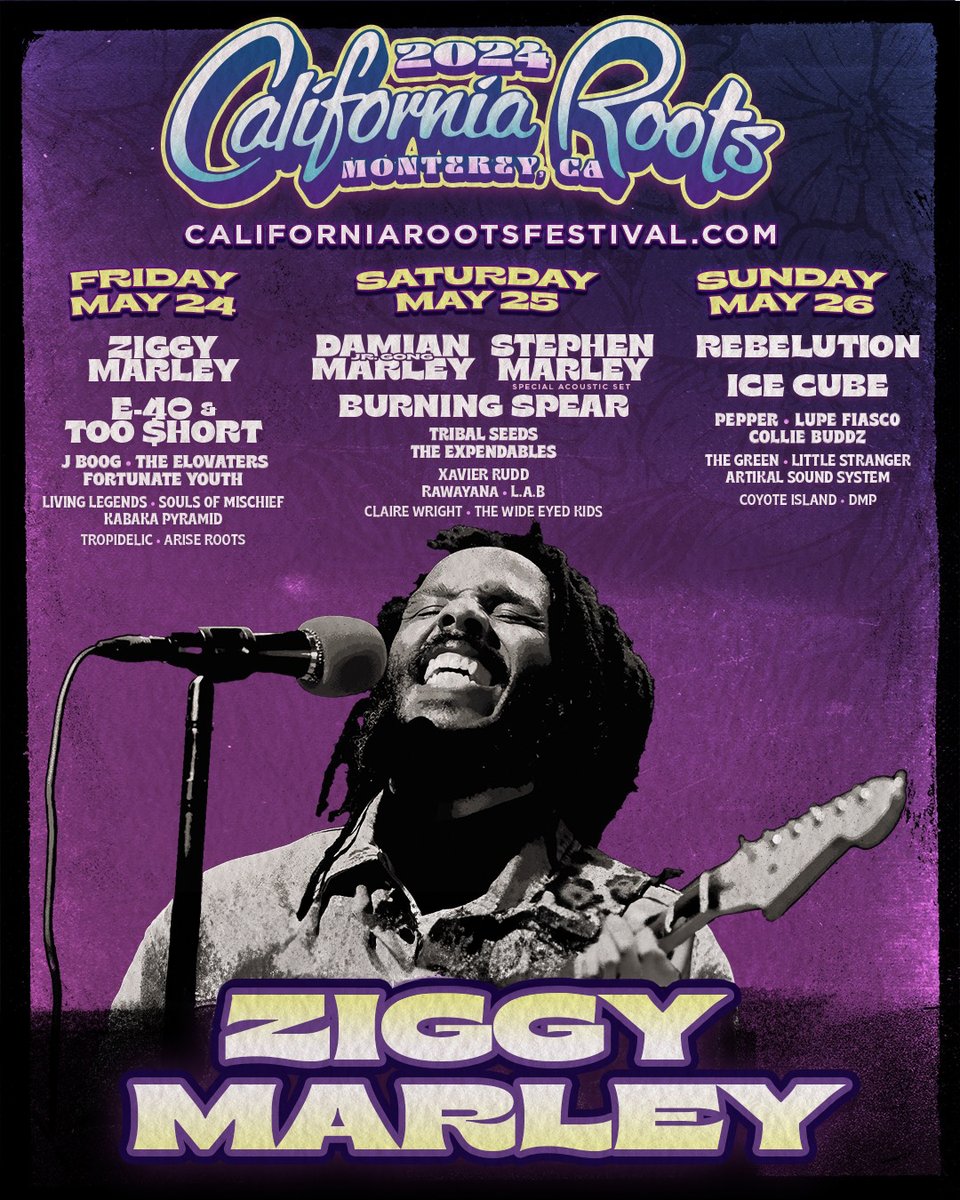 NORCAL family ! looking forward to another @Calrootsfest experience next month 😃🎶 check me on friday and my brothers @stephenmarley @damianmarley on saturday. we'll see you in monterey for the positive vibrations ! BLESS ✌🏾 🎟 zig.lnk.to/monterey2024