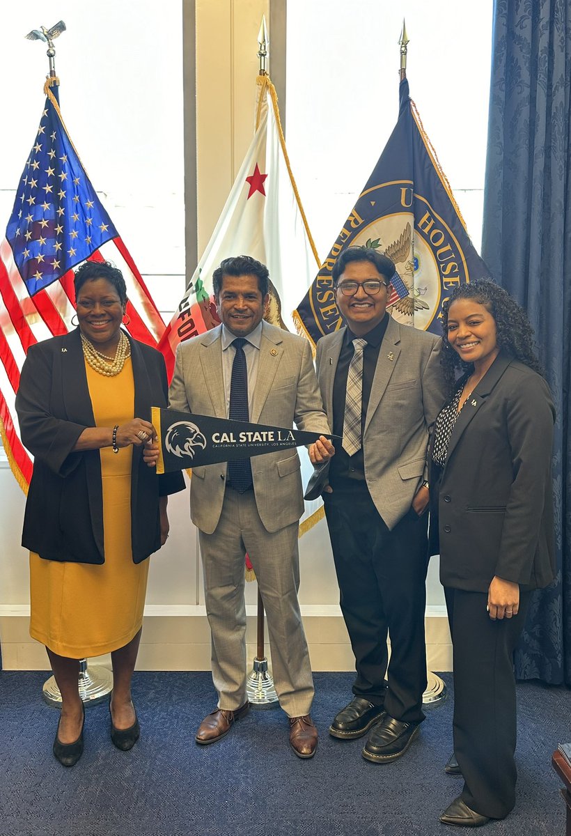President Eanes and our University delegation kicked off #CSUHillWeek with our congressman, @RepJimmyGomez! Thank you for the warm DC welcome. We are grateful for your unwavering support and advocacy on behalf of Pell Grant recipients and Dreamer students. #WeAreLA