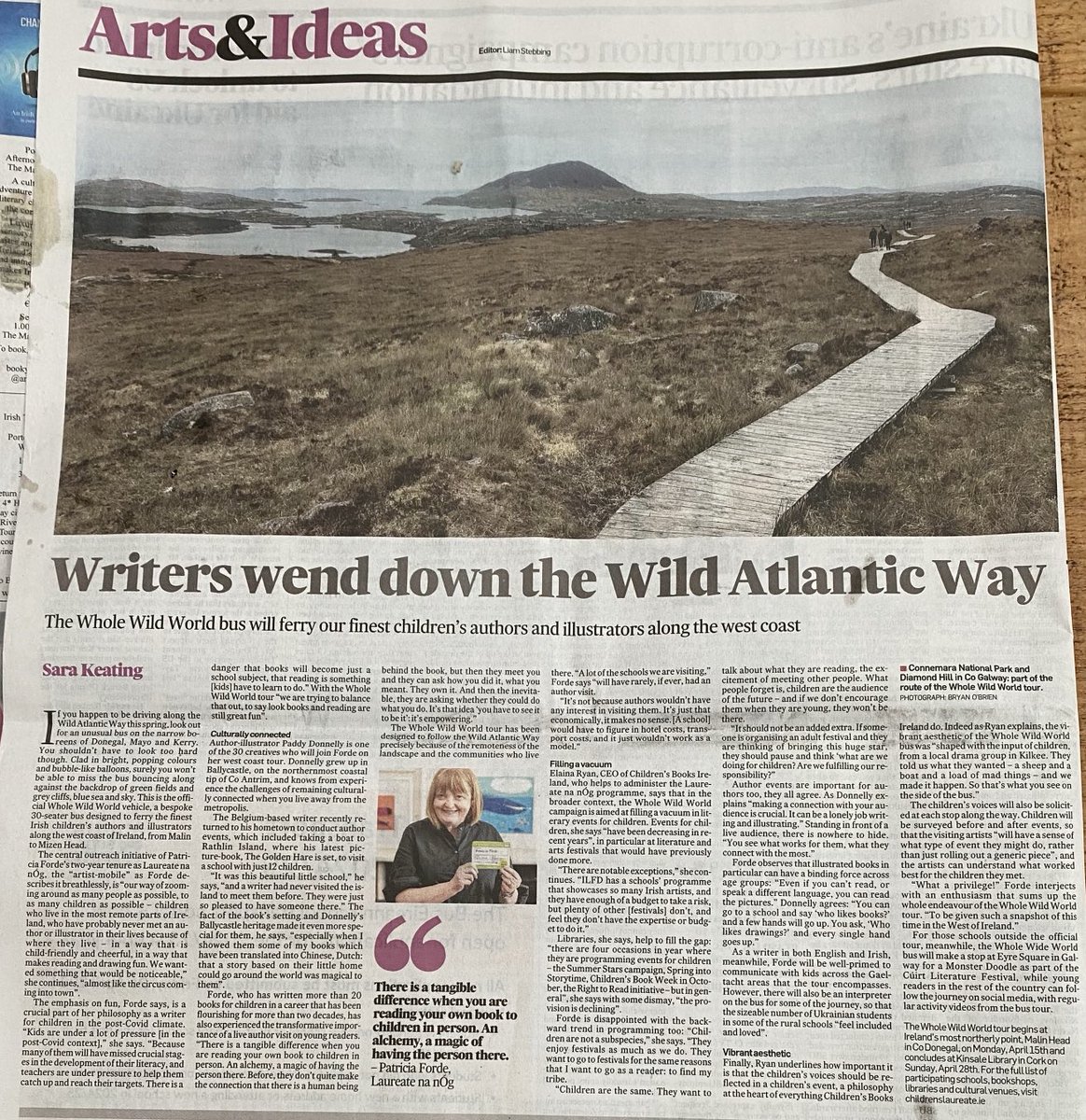 Huge thank you to Sara Keating and ⁦@theirishtimes⁩ for this lovely piece about The Whole Wild World Tour. ⁦@LaureatenanOg⁩ ⁦@KidsBooksIrel⁩