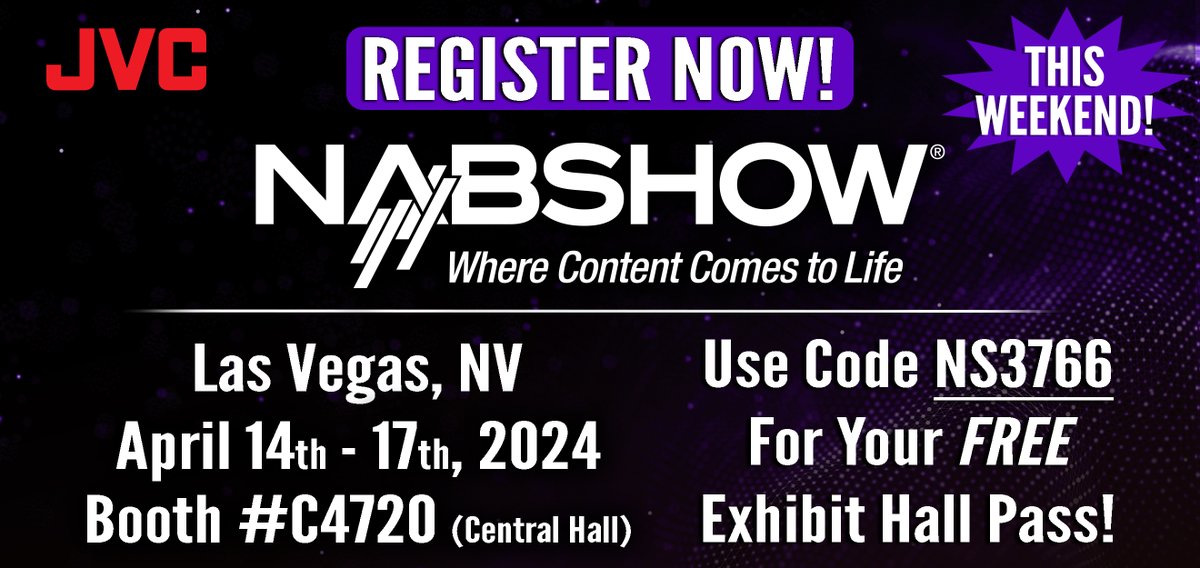 This Weekend, JVC will be highlighting its full remote production line at NAB Show 2024. Use your FREE exhibit pass to see the newest 40x zoom PTZ in action at JVC’s booth C4720! Register Now: bit.ly/489cJr1 #JVCProVideo #NAB #NABShow #ProductionWorkflows #AVTweeps