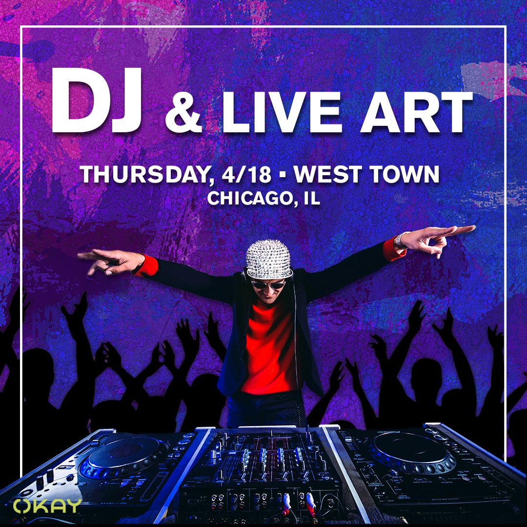 Turn up the beats, West Town! Get your 4/20 started early with a live art installation and DJ at our OKAY - West Town location. Find your rhythm and stock up for the weekend at OKAY Dispensary!  #Evanston #Wheeling #WestTown