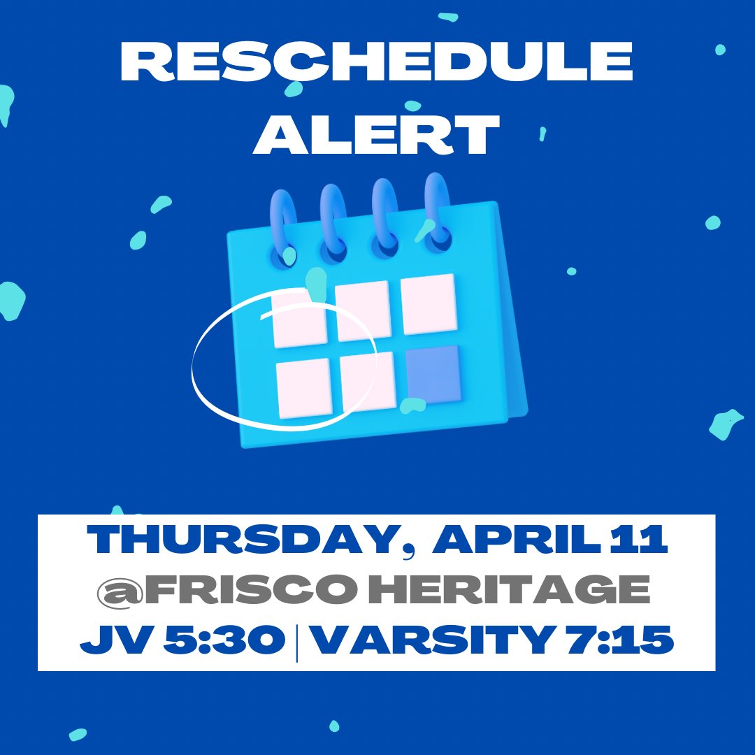 🚨SCHEDULE UPDATE🚨 Due to weather, tonight’s games at Frisco Heritage have been moved to tomorrow! ☔️