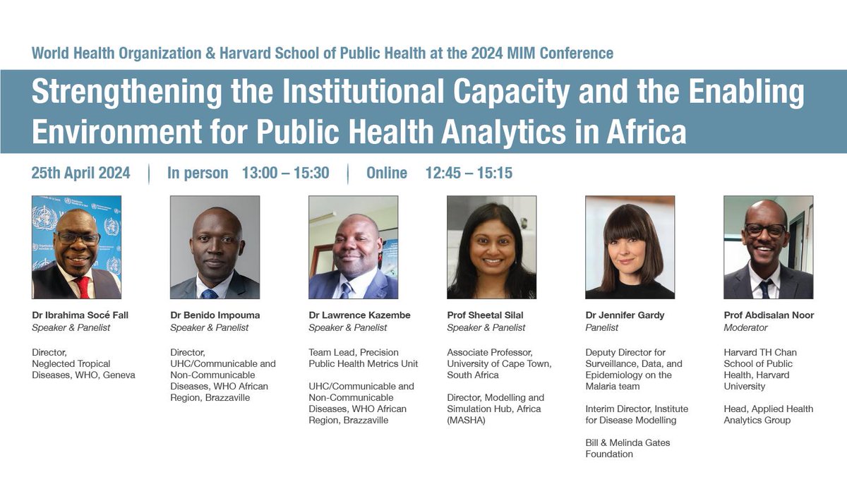 🚨🚨At the MIM Society's 8th Pan-African Malaria Conference in Kigali, partners will discuss 'Strengthening the Institutional Capacity and the Enabling Environment for Public Health Analytics in Africa.' Join us on World Malaria Day!  #MIM2024 #PAMC2024 #AfricaEndingMalaria