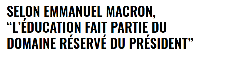 Macron : “l’Education fait partie du domaine réservé du Président” Retailleau : 'Le statut de la fonction publique devrait être réservé à aux magistrats, à des fonctions régaliennes' De confusant à très confusant, le chaos, ça dure combien de temps ?